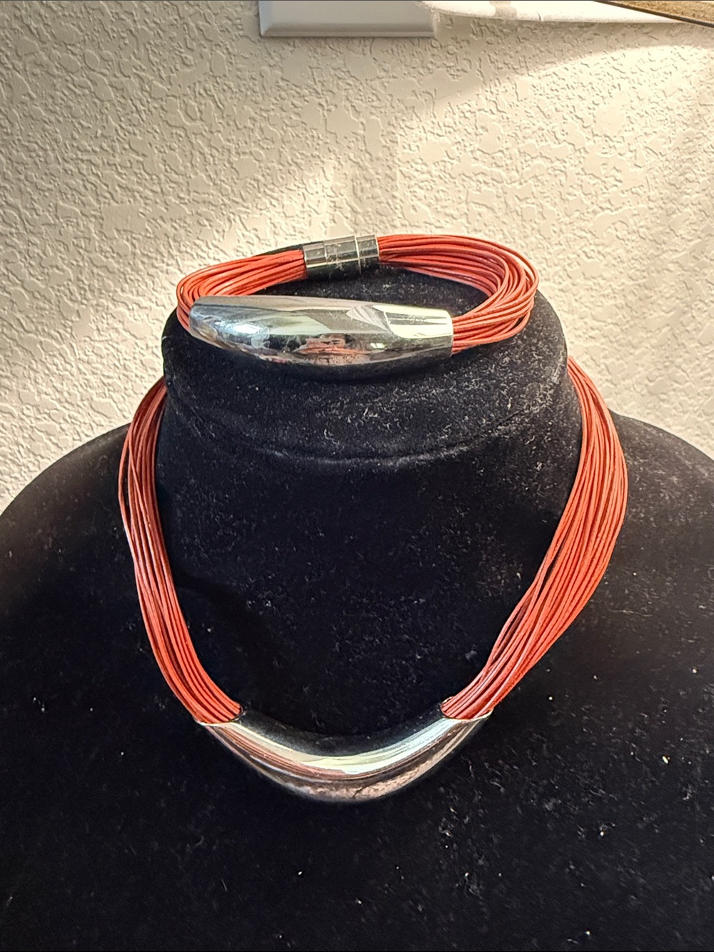 Orange Multi-Strand Necklace and Bracelet Set